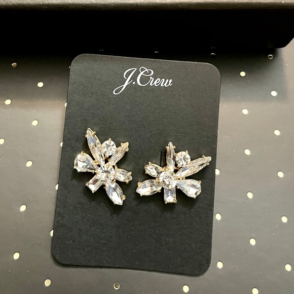 JCREW Gem Burst Stud Earrings NWT OS Crystal - Picture 5 of 8